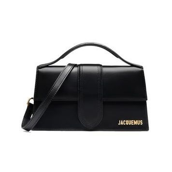 copy_Женская сумка кожаная Jacquemus Le Grand Bambino Shoulder Bag черная/золото (b12062) b12062g фото