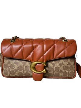 Сумка Coach Tabby Shoulder Bag 20 In Signature Canvas With Quilting Brass/Tan Brown 195031264252 фото