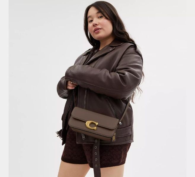 Сумка кожаная Coach Idol Bag 23 коричневая 1076 фото