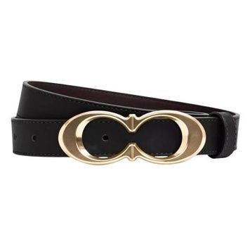 Ремень Coach Signature Buckle Belt черный с золотом 195031161483 фото