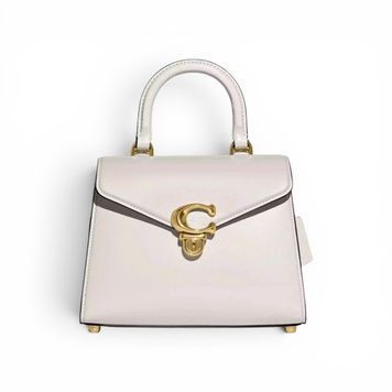 Сумка шкіряна Coach Luxe Refined Calf Leather Sammy Top-Handle 24 Brass/Chalk 1086 фото