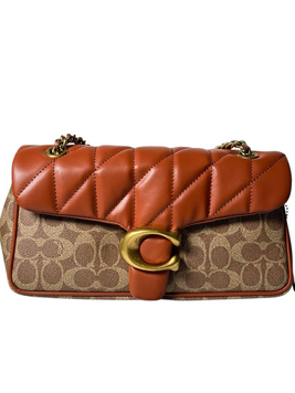 Сумка Coach Tabby Shoulder Bag 26 In Signature Canvas With Quilting Brass/Tan Brown 195031264245 фото