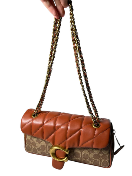 Сумка Coach Tabby Shoulder Bag 26 In Signature Canvas With Quilting Brass/Tan Brown 195031264245 фото