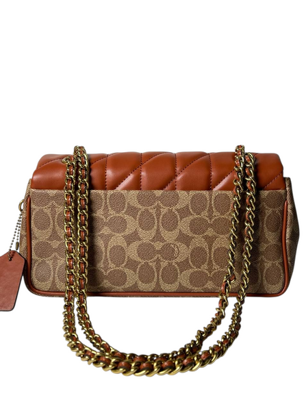 Сумка Coach Tabby Shoulder Bag 26 In Signature Canvas With Quilting Brass/Tan Brown 195031264245 фото