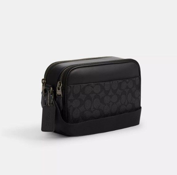 Сумка через плече Coach Graham Crossbody Bag In Signature Canvas Gunmetal Charcoal Black 196395547364  фото