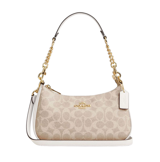 バッグ COACH 12515 Signature Shoulder Bag Gold Купити Сумка Coach Teri Shoulder Bag In Signature Canvas Gold/Sand