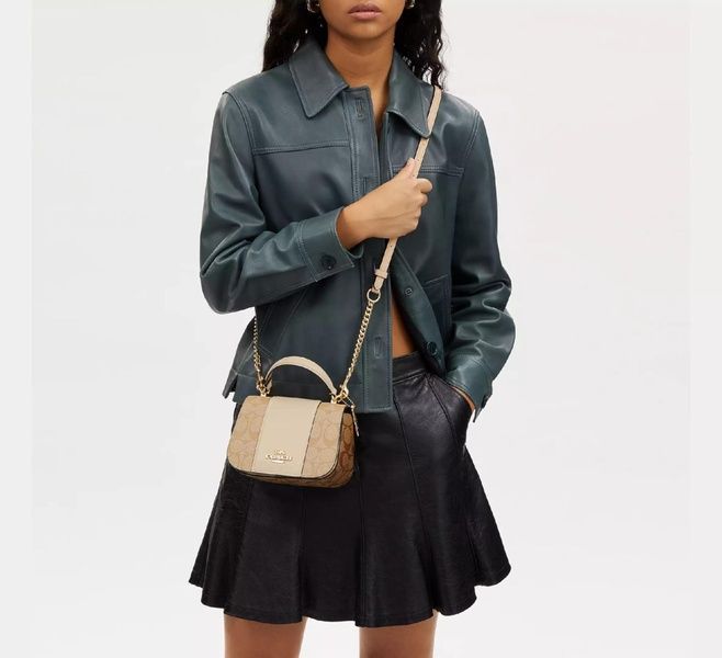 Сумка кожаная Coach Lysa Top Handle In Signature Canvas 1087 фото