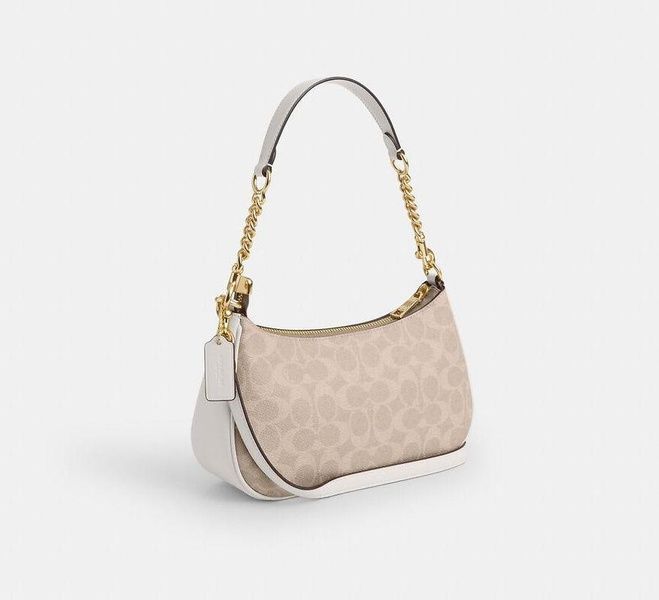 Сумка Coach Teri Shoulder Bag In Signature Canvas Gold/Sand/Chalk 221 фото