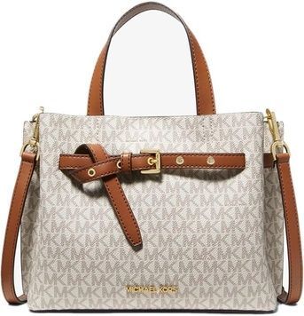 Cумка Michael Kors Emilia Small Crossbody MK Logo, white/brown 194900361092 фото
