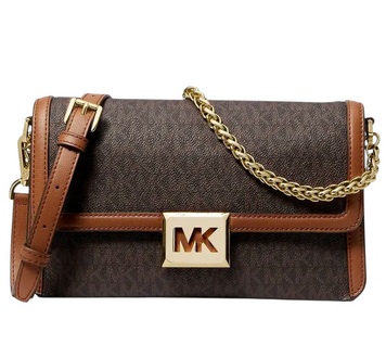 Сумка женская Michael Kors Sonia Medium Logo and Faux Leather Convertible Brown 194900665251 фото