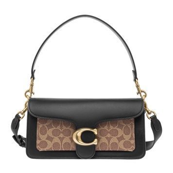 Сумка кожаная женская Coach Coach Tabby Shoulder Bag 26 With Signature Canvas Tan Black 1080 фото