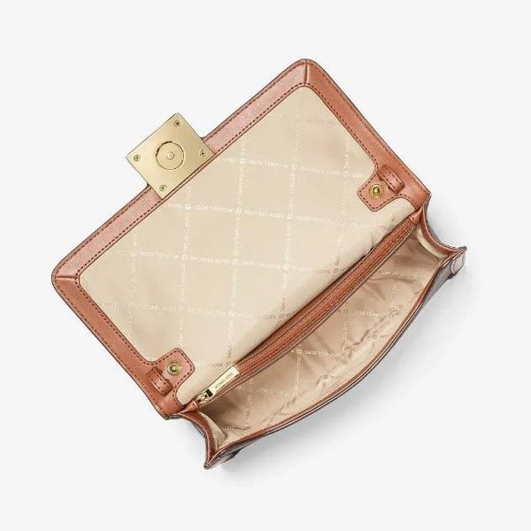 Сумка женская Michael Kors Sonia Medium Logo and Faux Leather Convertible Brown 194900665251 фото