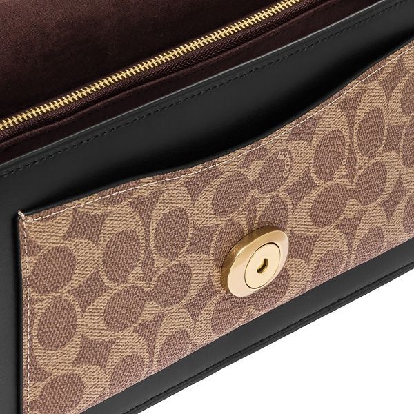Сумка кожаная женская Coach Coach Tabby Shoulder Bag 26 With Signature Canvas Tan Black 1080 фото