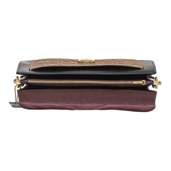 Сумка кожаная женская Coach Coach Tabby Shoulder Bag 26 With Signature Canvas Tan Black 1080 фото