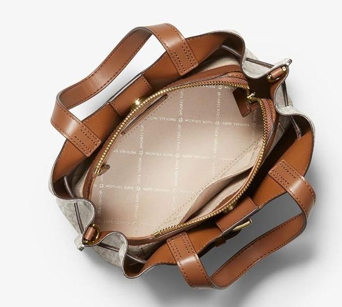 Cумка Michael Kors Emilia Small Crossbody MK Logo, white/brown 194900361092 фото