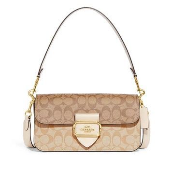 Сумка Coach Morgan Shoulder Bag In Blocked Signature Canvas Light Khaki Multi 195031871375 фото