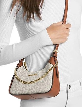 Cумка Michael Kors Medium Wilma Leather Bag, Brown/White 196163675626 фото