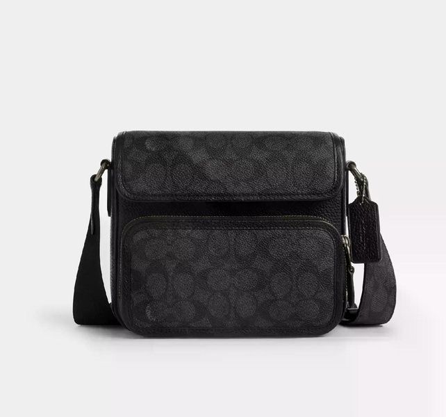 Сумка Coach Sullivan Flap Crossbody Bag In Signature Canvas черная 196395674176 фото