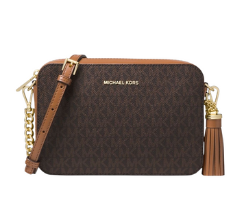 Женская сумка Michael Kors Ginny Medium Logo Crossbody Brown 192317878035 фото