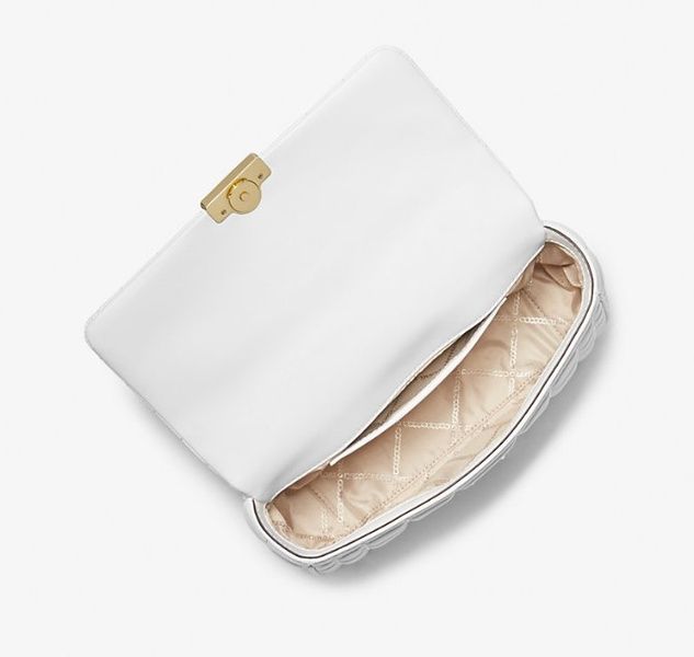 Сумка женская Michael Kors Tribeca Large Quilted Leather Shoulder Bag White/Gold 196237506986 фото
