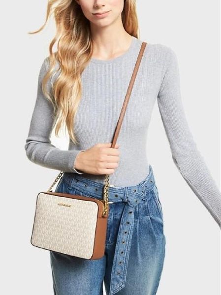 Женская сумка кроссбоди Michael Kors Jet Set Crossbody Vanilla Logo 192317779738_1 фото