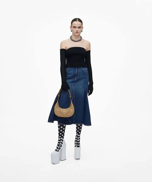 Сумка Marc Jacobs The Curve Leather Shoulder Bag коричнева 1028 фото