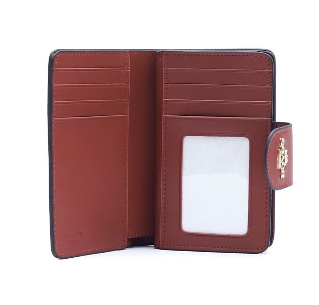 Кошелек кожаный Coach Medium Corner Zip коричневый C0082-IM/KHAKI/SADDLE 2 фото