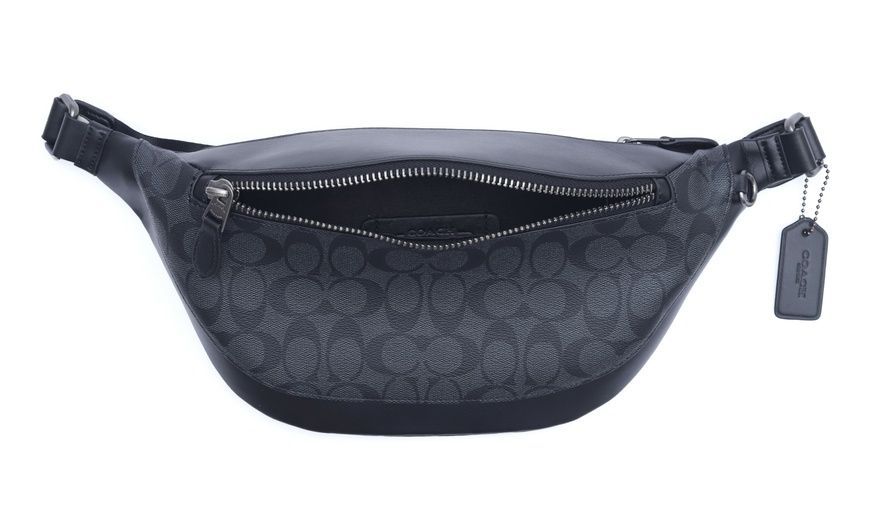 Бананка Coach Warren Belt Bag In Signature Canvas чёрная 1047 фото