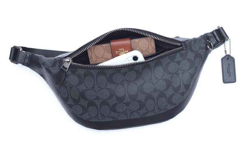 Бананка Coach Warren Belt Bag In Signature Canvas чёрная 1047 фото