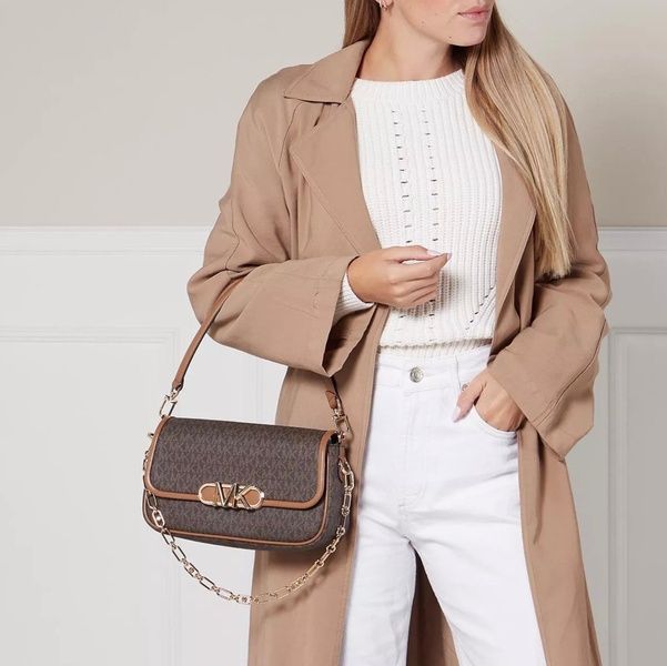 Сумка женская кожаная Michael Kors Parker Medium Leather коричневая (0037) 196163506555 фото