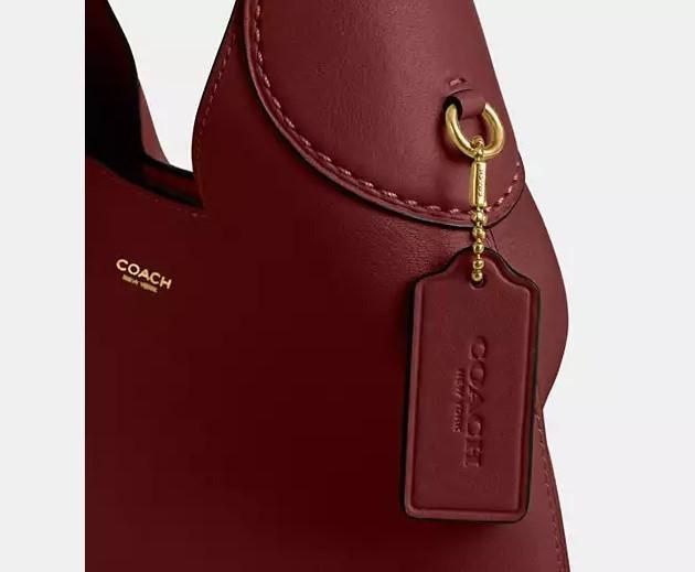 Женская кожаная сумка Coach Brooklyn Shoulder Bag 28 Dark Ruby CU068-Brass/Dark Ruby фото
