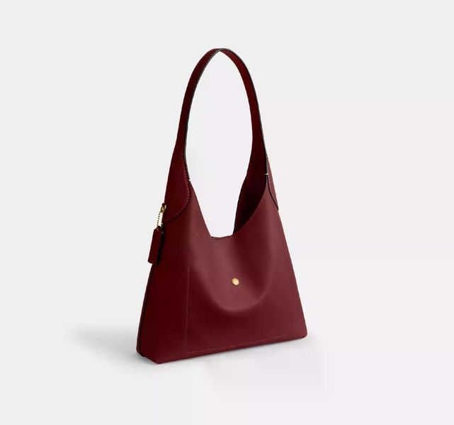 Женская кожаная сумка Coach Brooklyn Shoulder Bag 28 Dark Ruby CU068-Brass/Dark Ruby фото