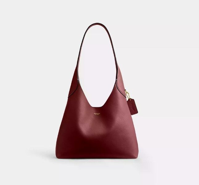 Женская кожаная сумка Coach Brooklyn Shoulder Bag 28 Dark Ruby CU068-Brass/Dark Ruby фото