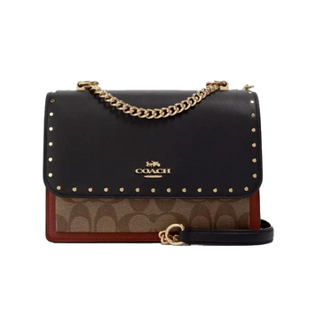 Сумка-клатч женская Coach Klare кожаная Khaki/Black/Berry/Multi/Gold 1027 фото