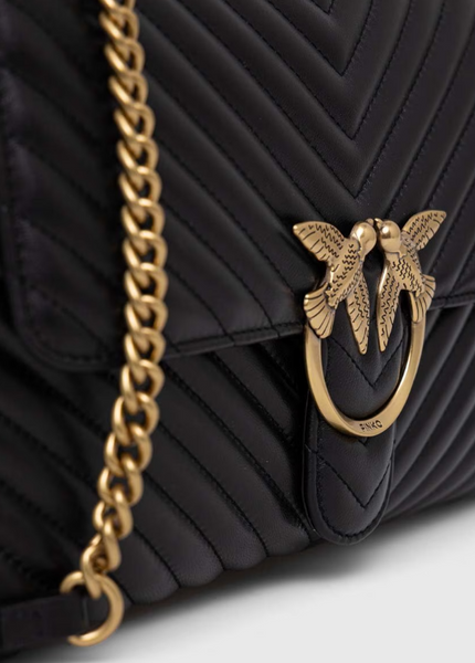 Женская сумка Pinko Big Lady Love Bag Puff Chevron, черная b130818 фото