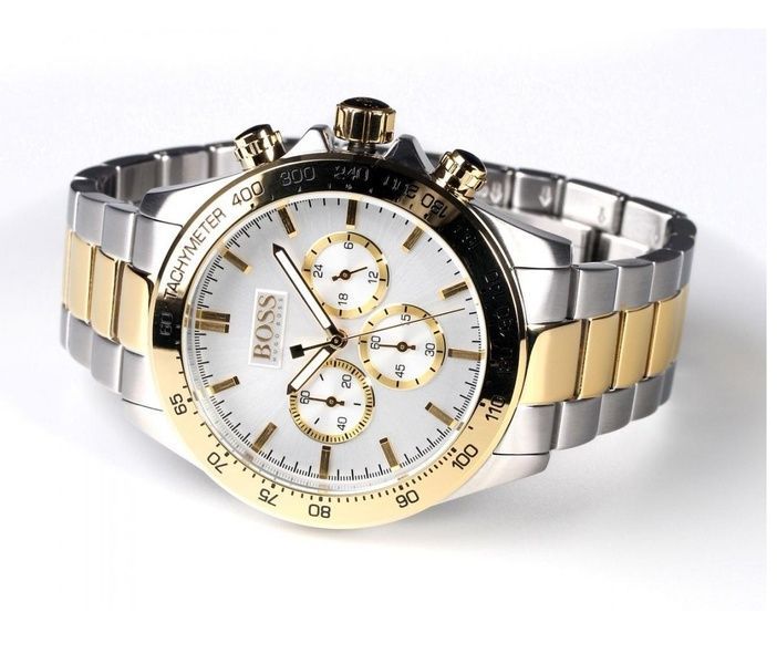 Мужские часы Hugo Boss 1512960 Silver/Gold 44 мм 420 фото