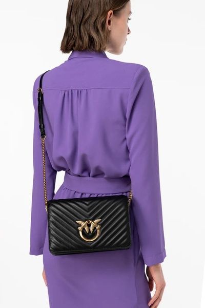 Сумка Pinko Classic Love Bag Click Chevron чёрная 1035 фото