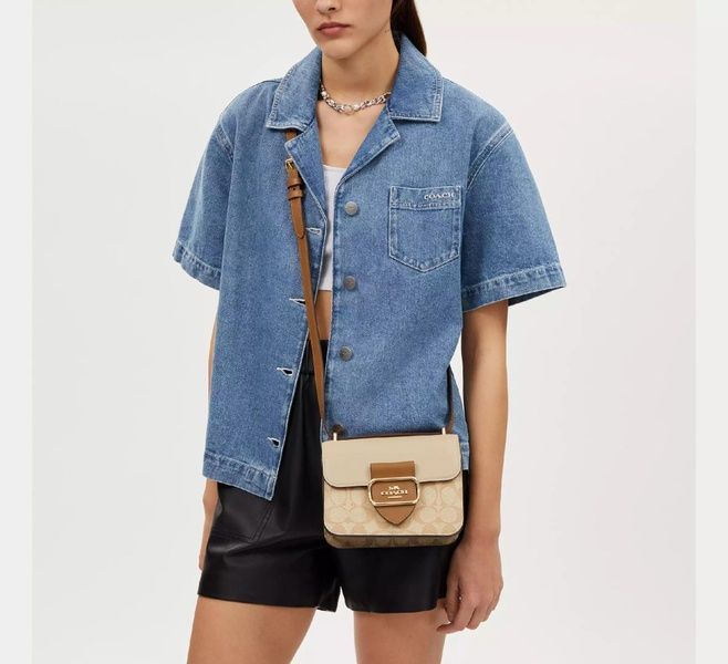Сумка Coach Morgan Square Crossbody Bag In Blocked Signature Canvas 196395286393 фото