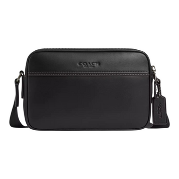 Мужская кожаная сумка Coach Graham Crossbody Gunmetal/Black 10251 фото