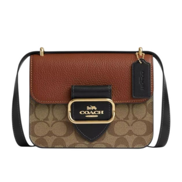 Сумка Coach Morgan Square Crossbody Bag In Blocked Signature Canvas коричневая 195031994654 фото