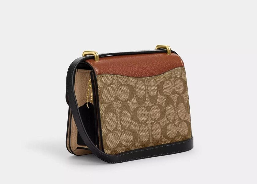 Сумка Coach Morgan Square Crossbody Bag In Blocked Signature Canvas коричневая 195031994654 фото
