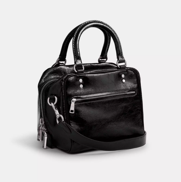 Женская кожаная сумка Coach Cube Rogue Bag 20 черная CBH04-Silver/Black фото