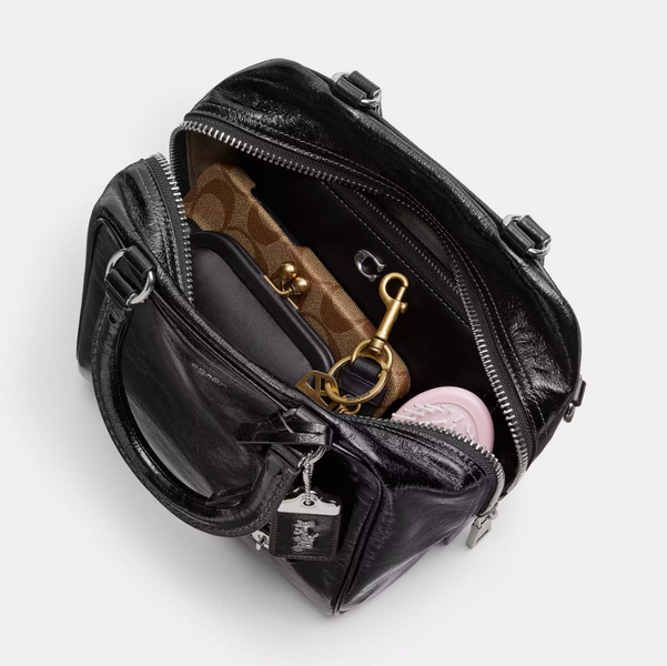 Женская кожаная сумка Coach Cube Rogue Bag 20 черная CBH04-Silver/Black фото