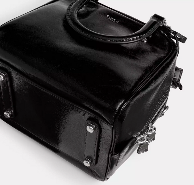 Женская кожаная сумка Coach Cube Rogue Bag 20 черная CBH04-Silver/Black фото