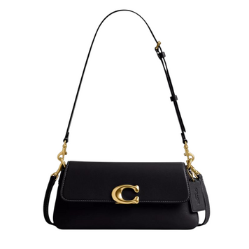 Женская кожаная сумка Coach Jet Shoulder Bag Brass/Black 193971551630 фото