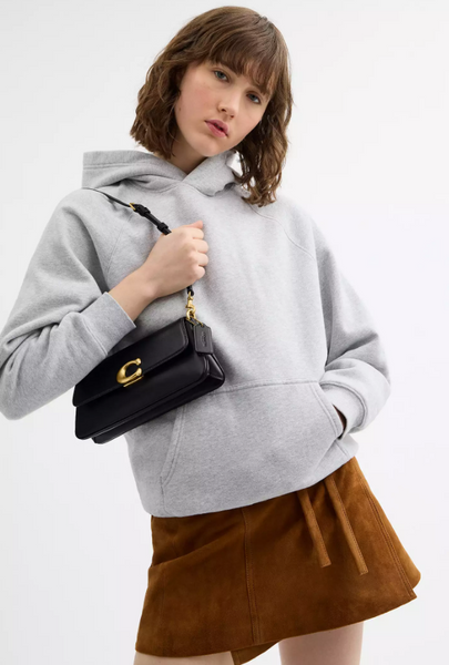 Женская кожаная сумка Coach Jet Shoulder Bag Brass/Black 193971551630 фото