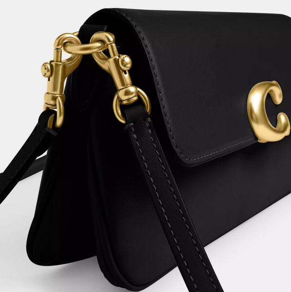 Женская кожаная сумка Coach Jet Shoulder Bag Brass/Black 193971551630 фото