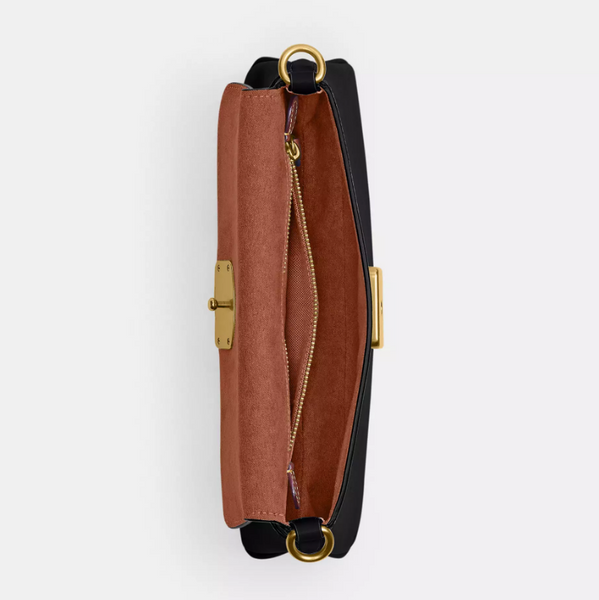 Женская кожаная сумка Coach Jet Shoulder Bag Brass/Black 193971551630 фото