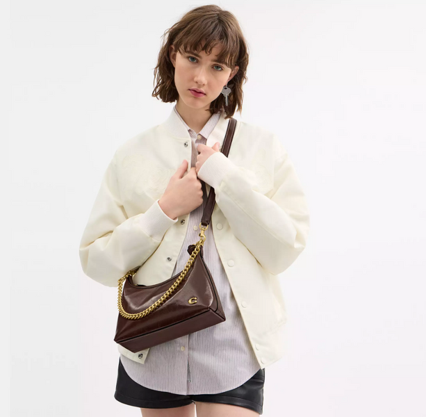 Женская кожаная сумка Coach Juliet Shoulder Bag 25 Brass/Maple 196395540143 фото