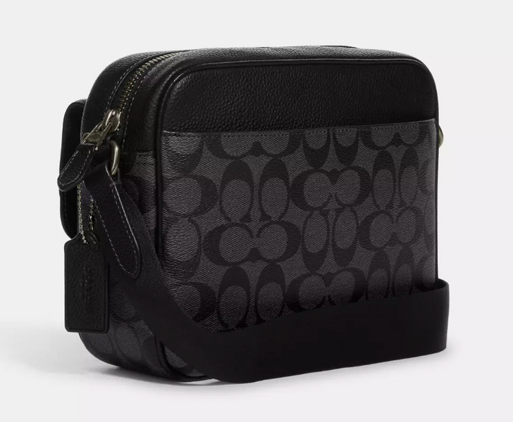 Мужская сумка Coach Hudson Crossbody Bag In Signature Canvas черная 196395313471 фото